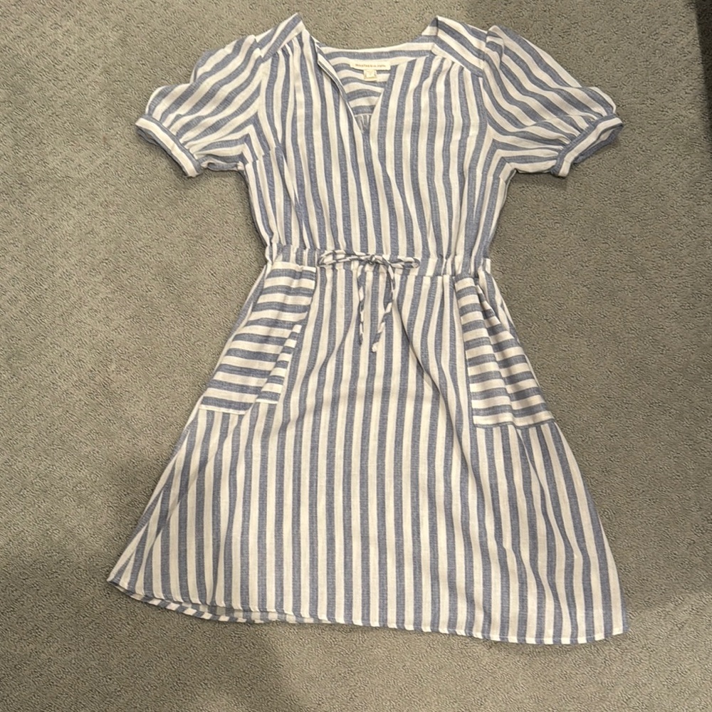 Monteau Navy and White Striped Top